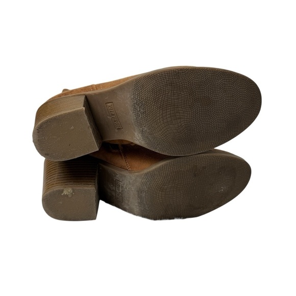 Ruff Hewn Boots 3” Block Heel Knee High Zip Close Tan Faux Leather 90s Y2K Club - Picture 8 of 10